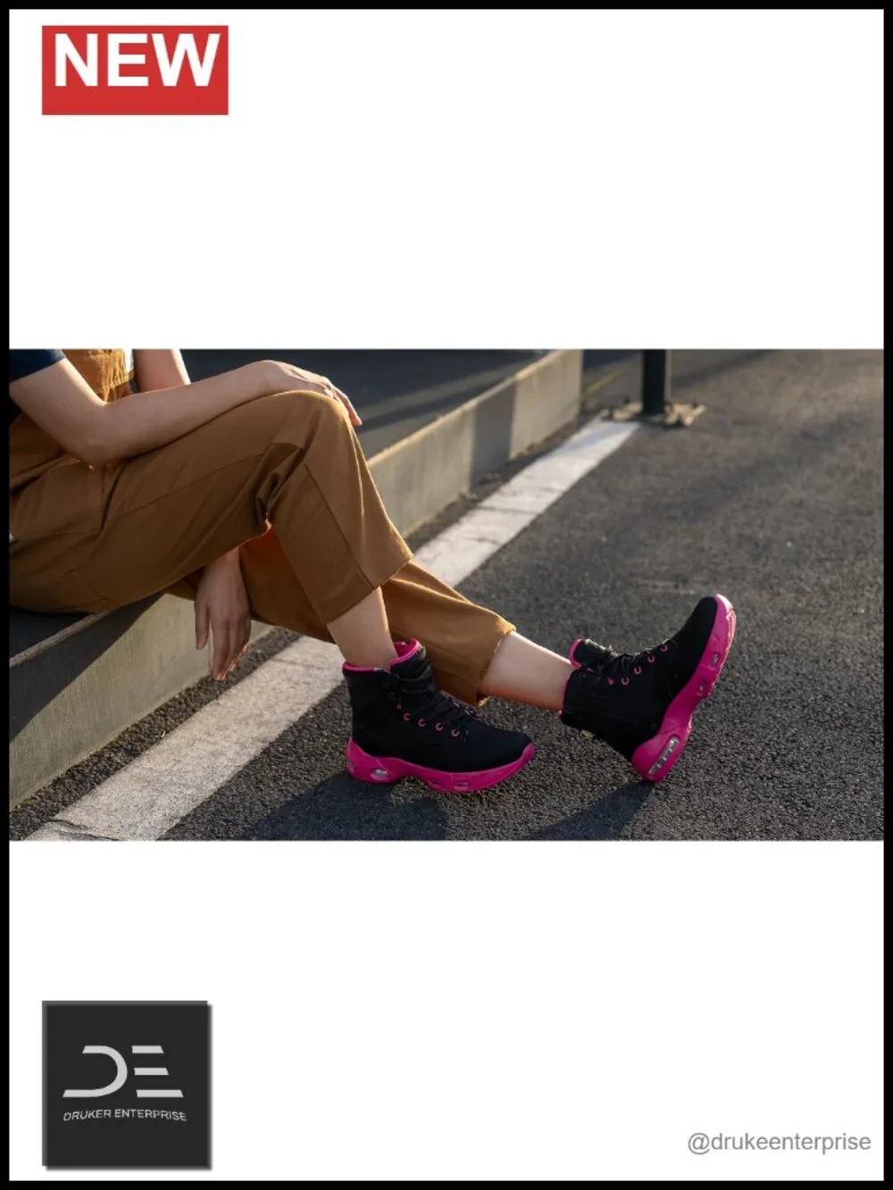 Women Non Slip Kitchen Boots Hiking Sole-Cushion Zip Leather Work Shoes